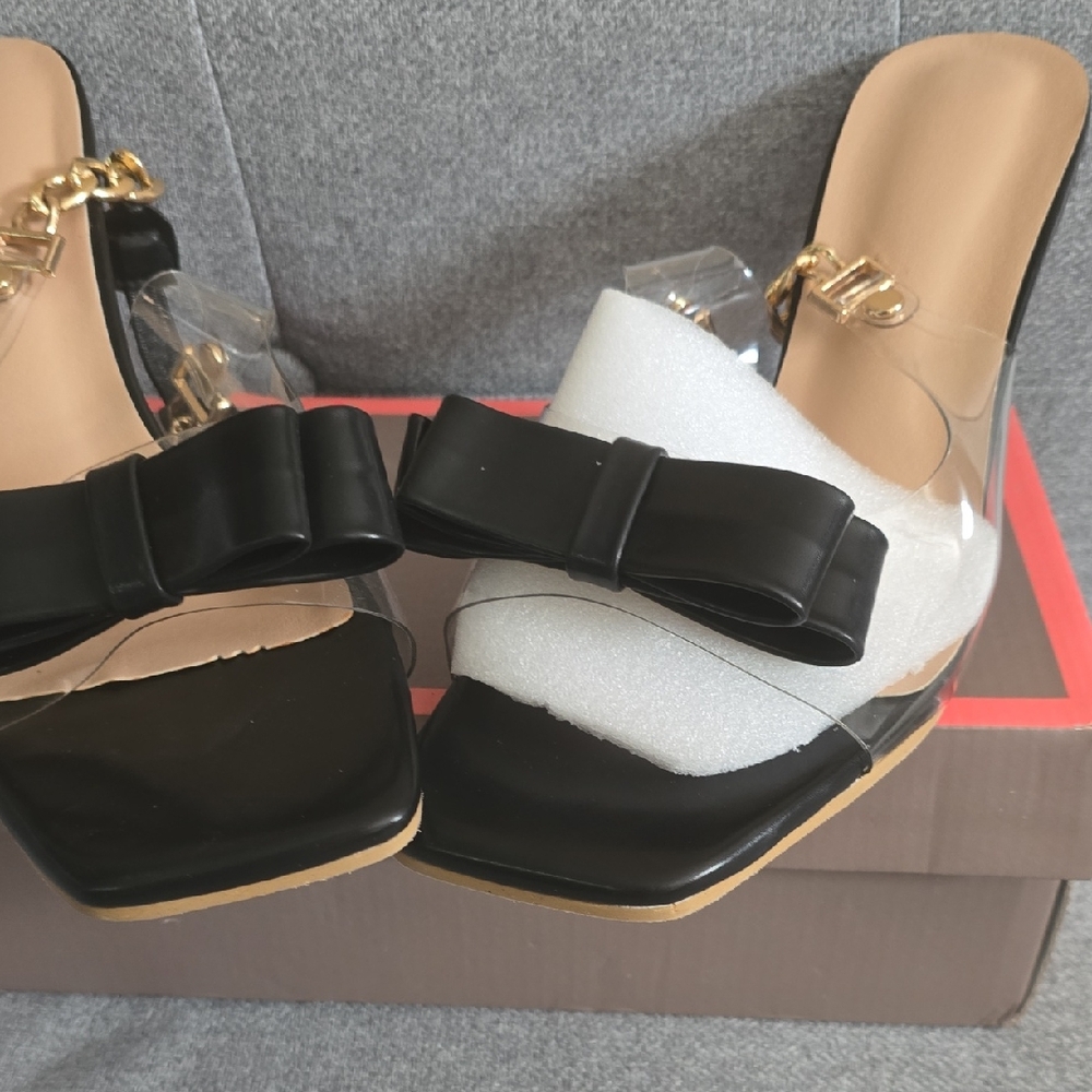 Black and Gold Heels with Bow